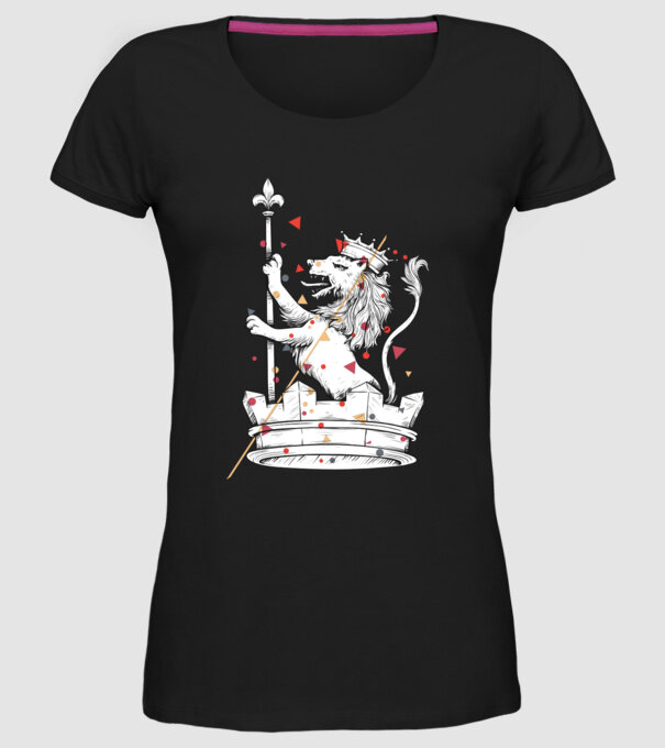 Leu Coroană model negru pe tricou