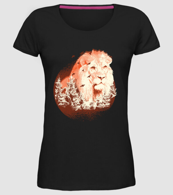 Tricou Leu Natură model negru pe tricou