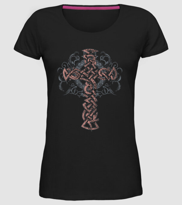 Cruce veche vikingă model negru pe tricou