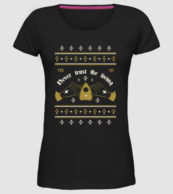 Ouija Motiv de Crăciun model negru pe tricou