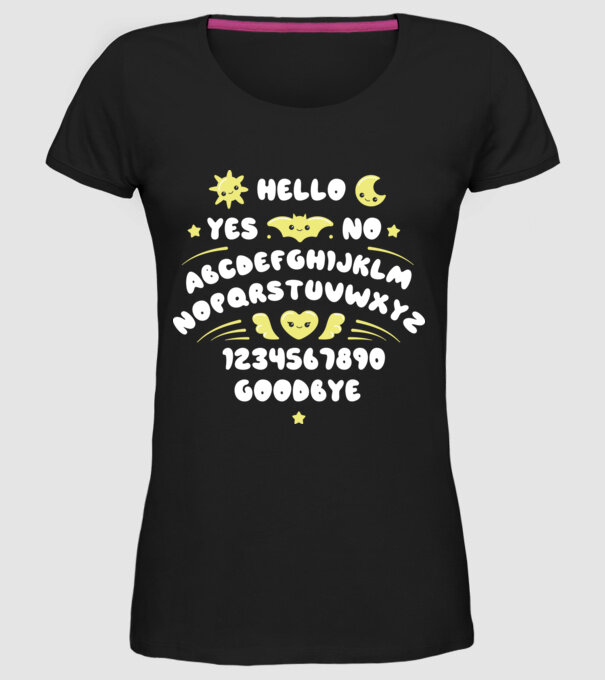 Motiv Ouija model negru pe tricou