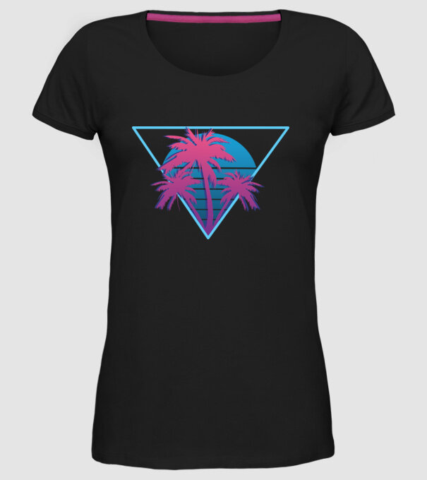 Copaci de palmier Retro Neon model negru pe tricou