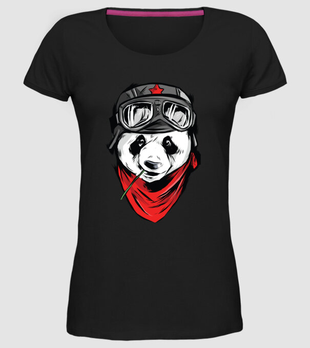 Panda Gerilla model negru pe tricou