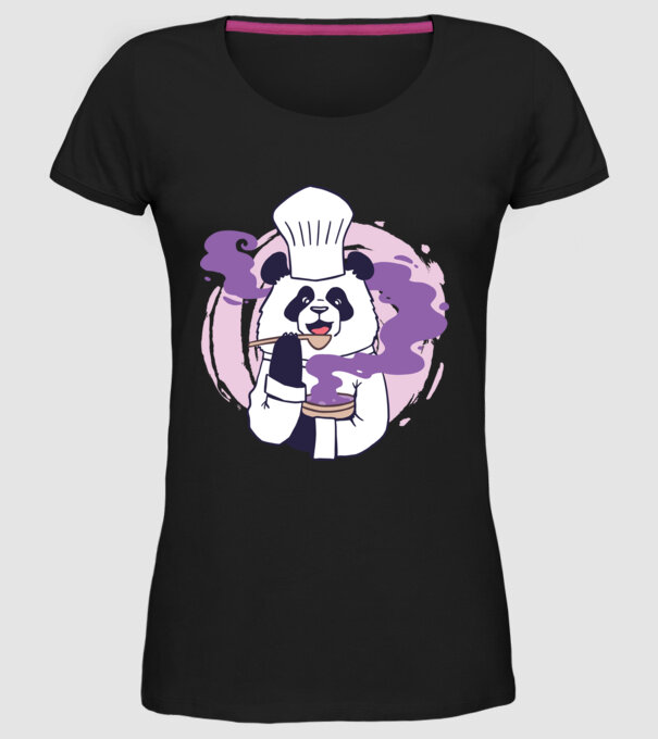 Panda Chef model negru pe tricou