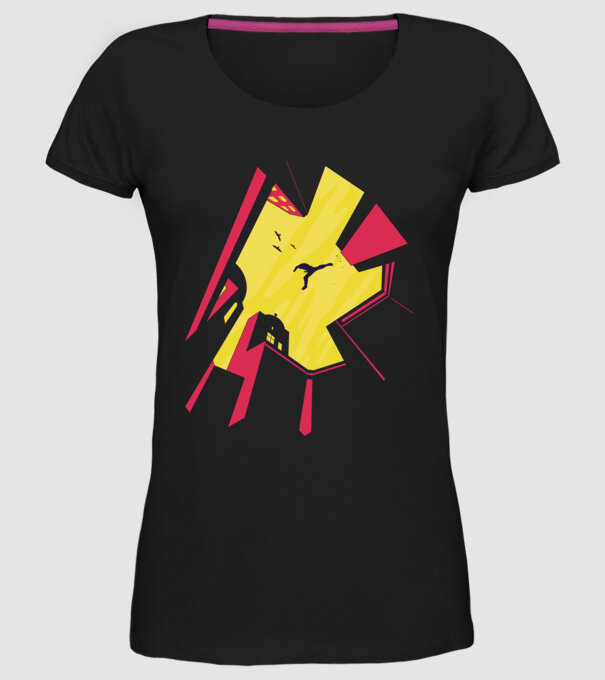 Alergare Parkour model negru pe tricou