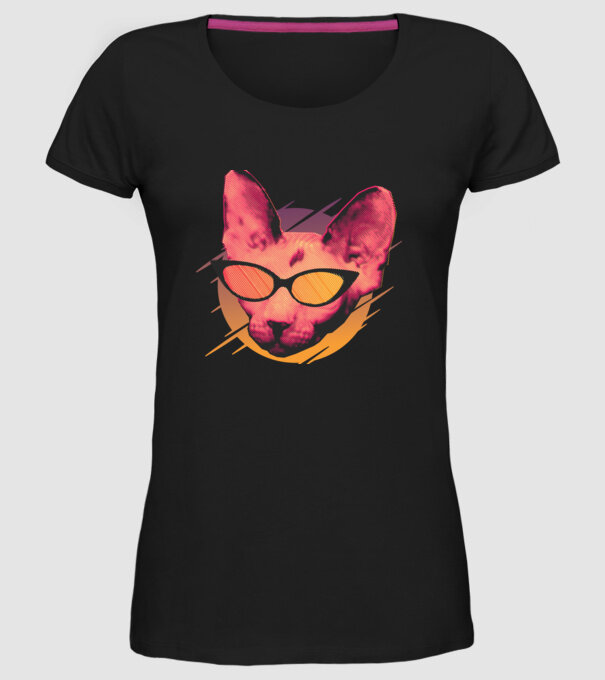 Pisică Petrecere model negru pe tricou