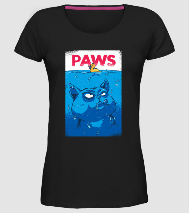 Paws Pisică la atac model negru pe tricou