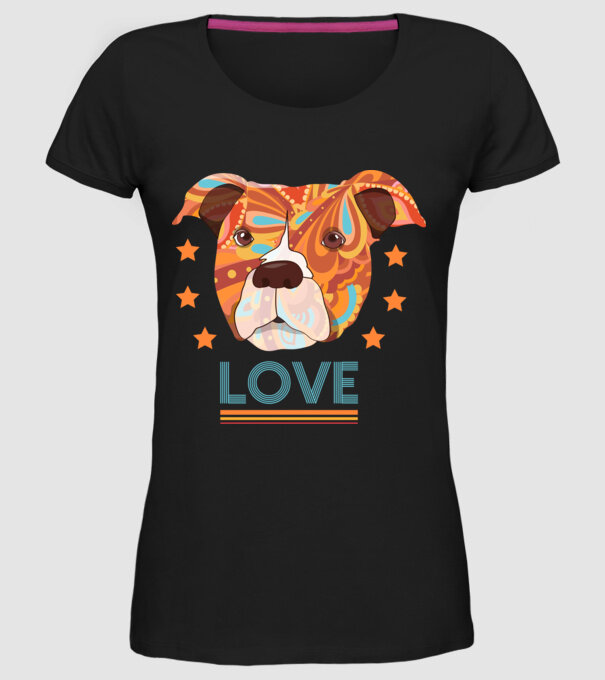 Dragoste Pitbull model negru pe tricou