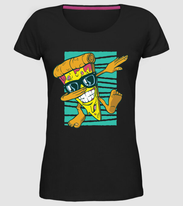 Felie de pizza DAB model negru pe tricou