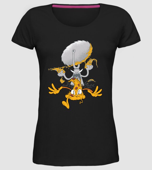Monstru tăietor de Pizza model negru pe tricou