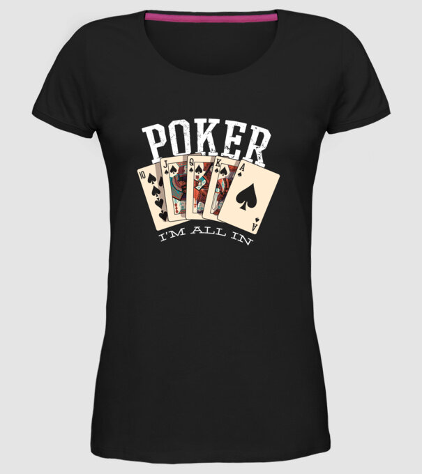 Poker All in model negru pe tricou
