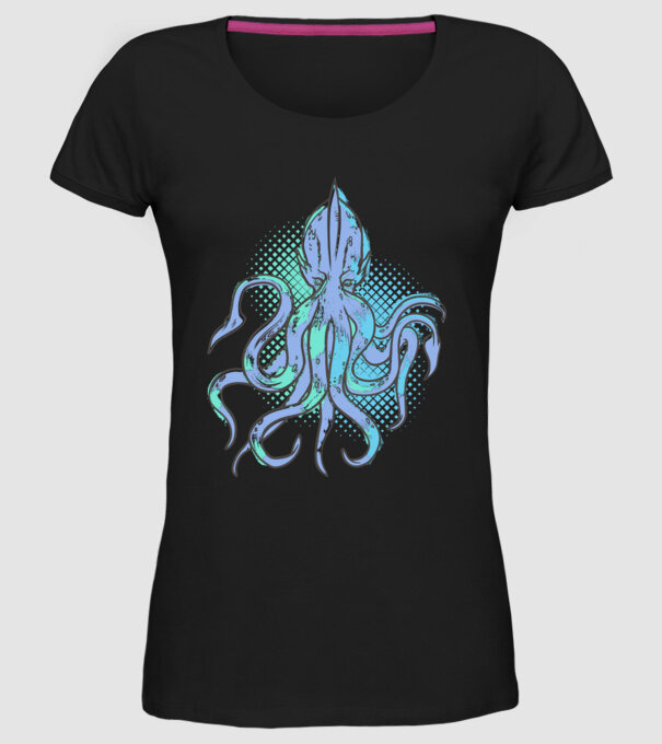 Cthulhu Caracatiță model negru pe tricou