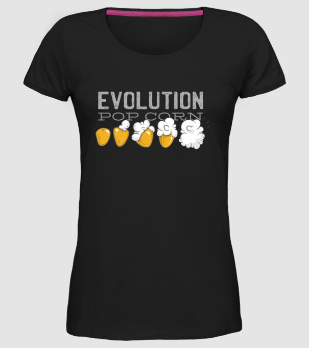 Evoluție Popcorn model negru pe tricou