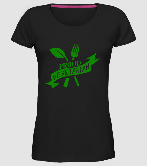Proud Vegetarian model negru pe tricou