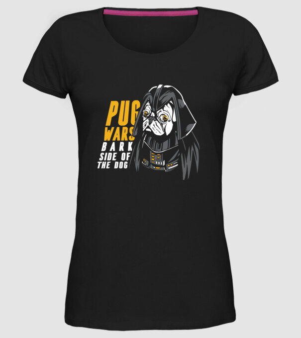 Pug Wars Mops model negru pe tricou