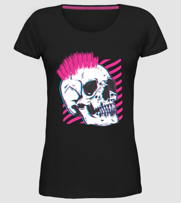Craniu Punk model negru pe tricou