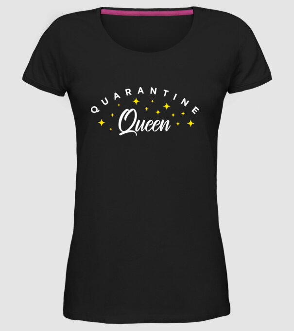 Quarantine queen model negru pe tricou
