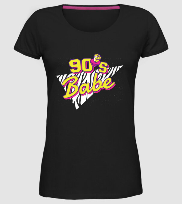 Retro 90s Babe model negru pe tricou