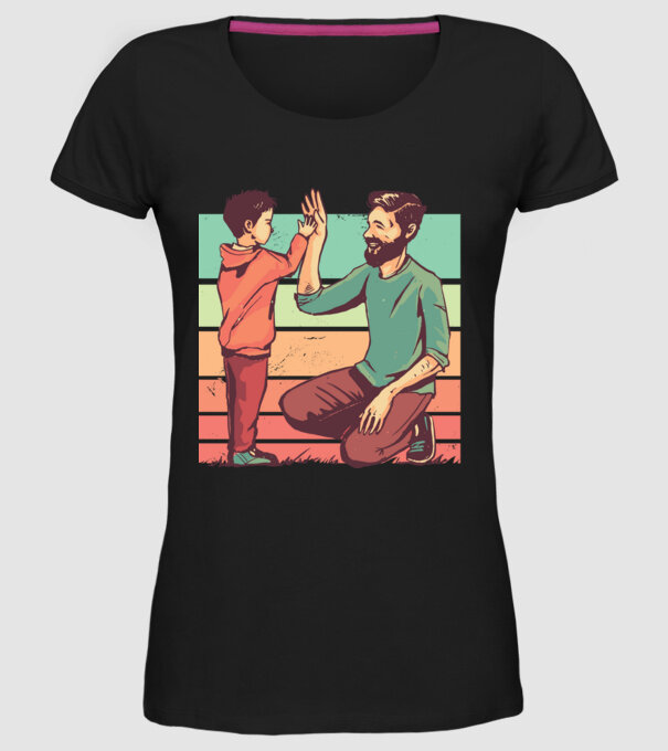 Tată și fiu retro model negru pe tricou