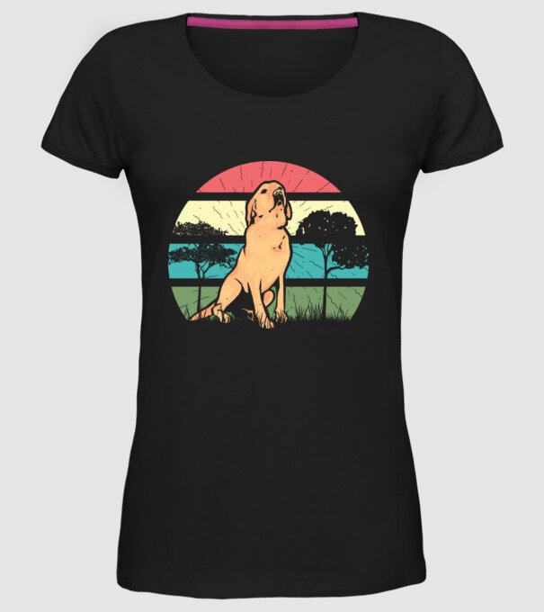 Golden Retriever retro model negru pe tricou
