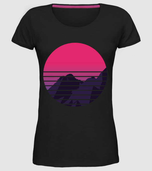Retro Munte model negru pe tricou