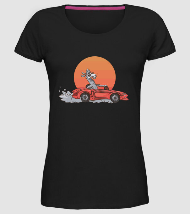 Mașină Retro Llama model negru pe tricou