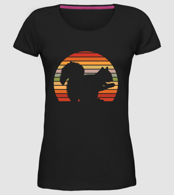 Veveriță Retro model negru pe tricou