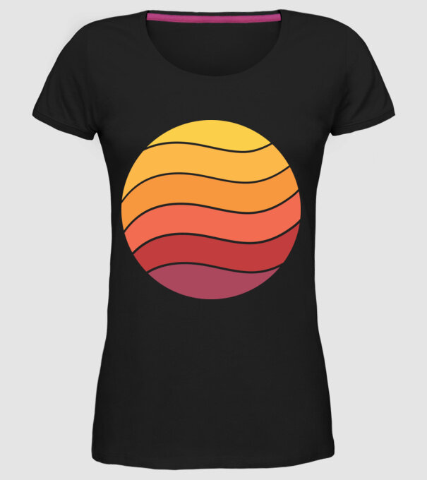 Fond Retro Apus de soare model negru pe tricou