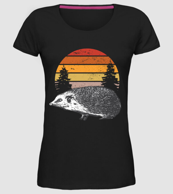 Arici Retro model negru pe tricou