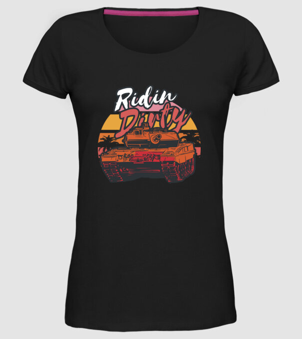 Ridin Dirty tricou cu tanc model negru pe tricou