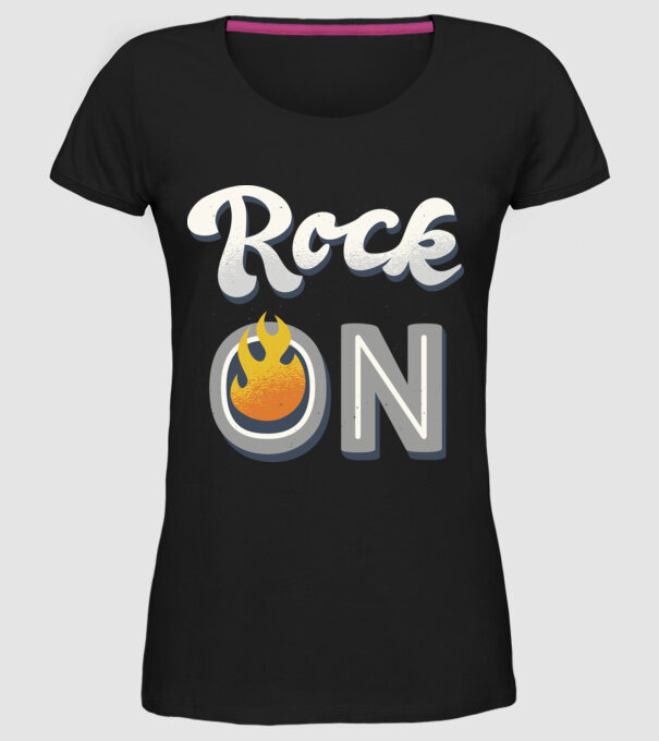 Rock On model negru pe tricou