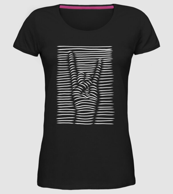 Mână Rocker model negru pe tricou