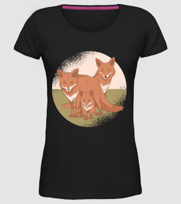 Familie Vulpe model negru pe tricou