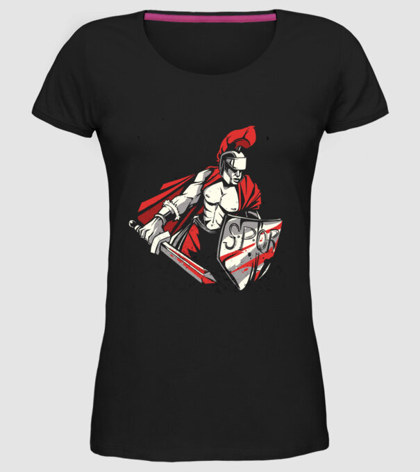 SPQR războinic Roman model negru pe tricou