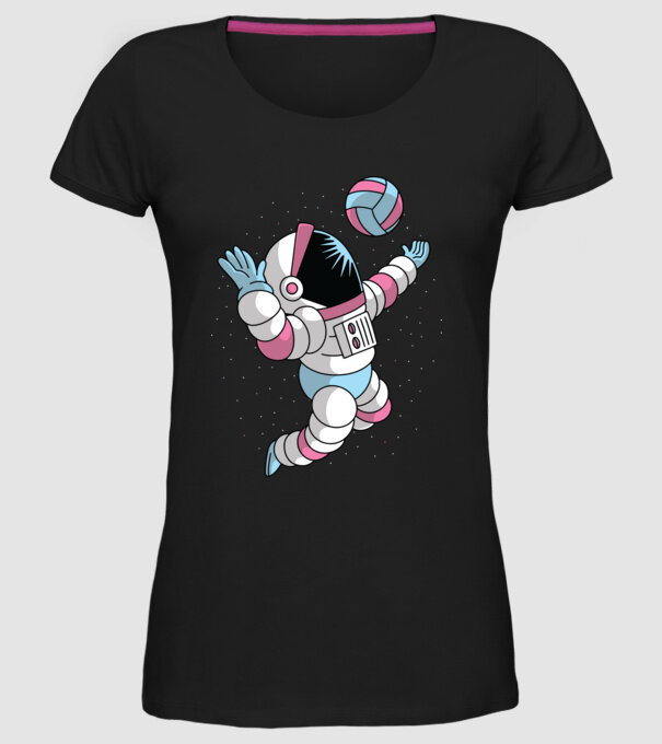 Astronaut voleibalist model negru pe tricou