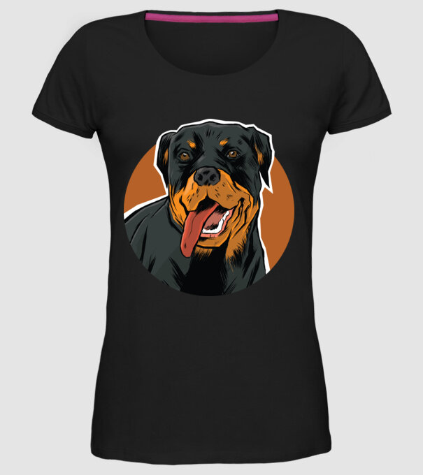 Tricou cu Câine Rottweiler model negru pe tricou