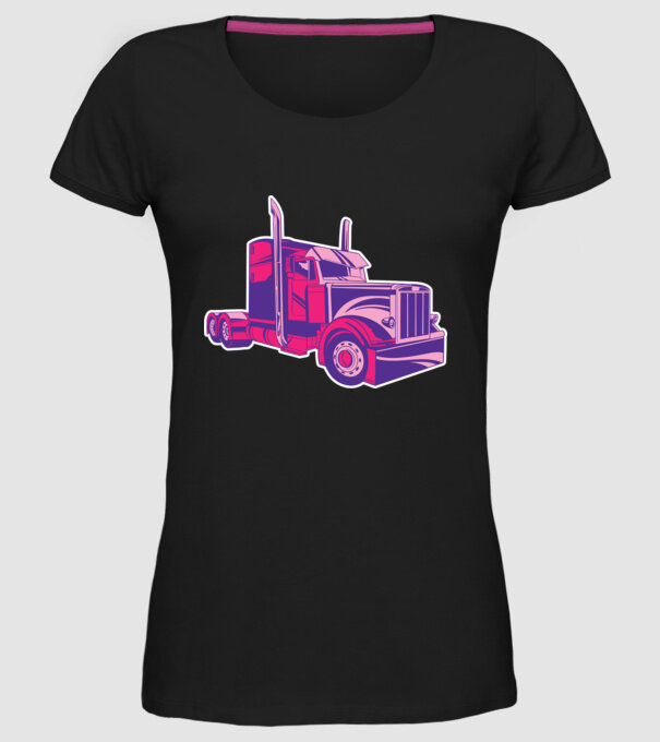 Camion roz model negru pe tricou