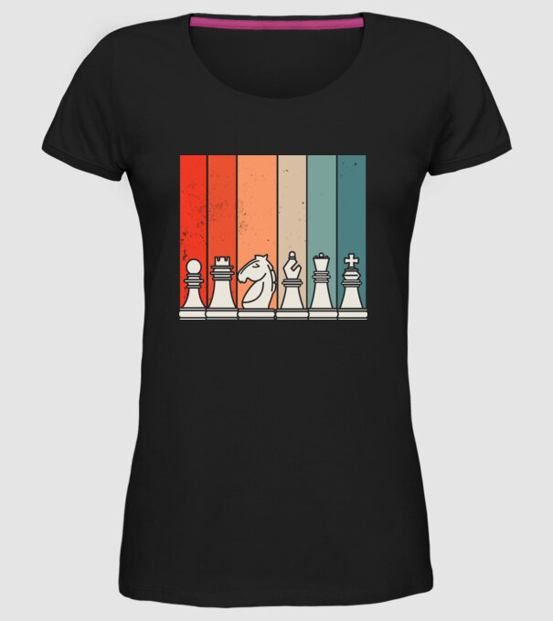 Șah Retro model negru pe tricou