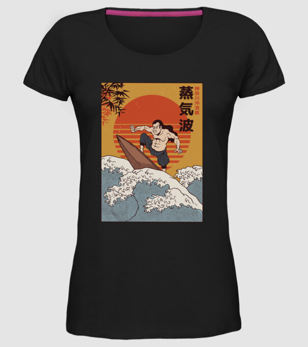 Samurai Surf model negru pe tricou