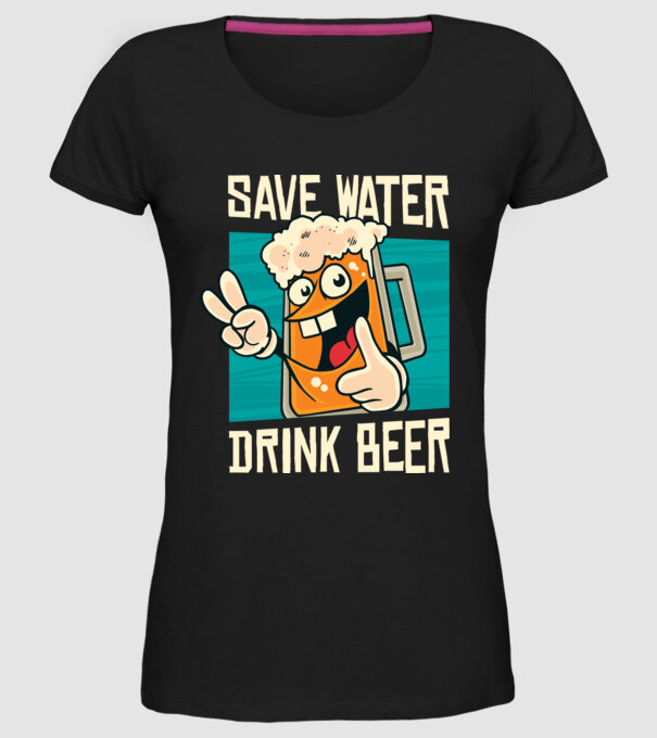 Save water, drink beer tricou amuzant bere model negru pe tricou