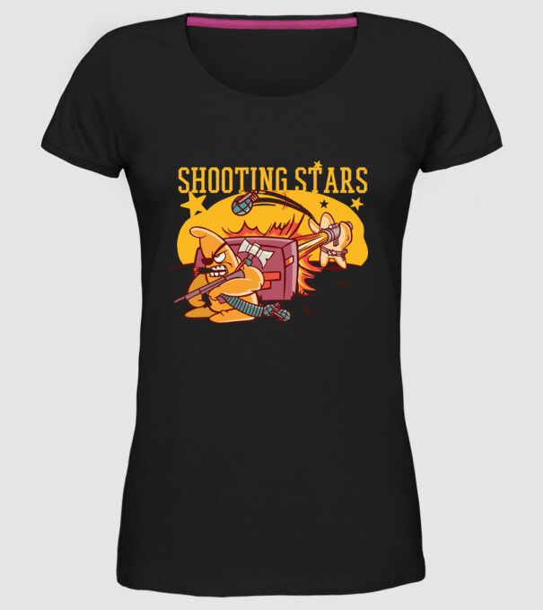 Shooting Stars model negru pe tricou