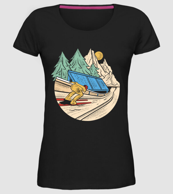 Săritor cu schiuri model negru pe tricou