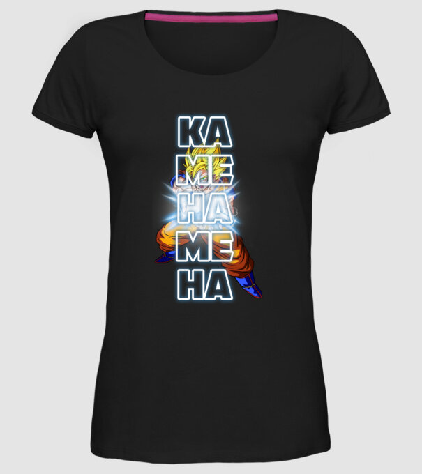 Son Goku Kamehameha model negru pe tricou