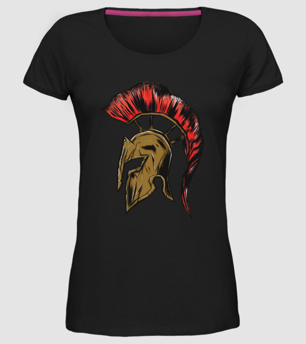 Cască războinic Sparta model negru pe tricou