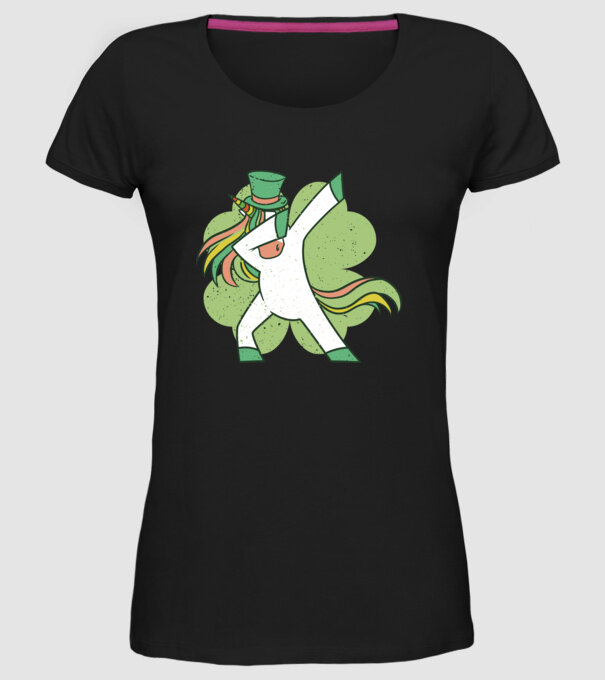 St Patrick Unicorn DAB model negru pe tricou