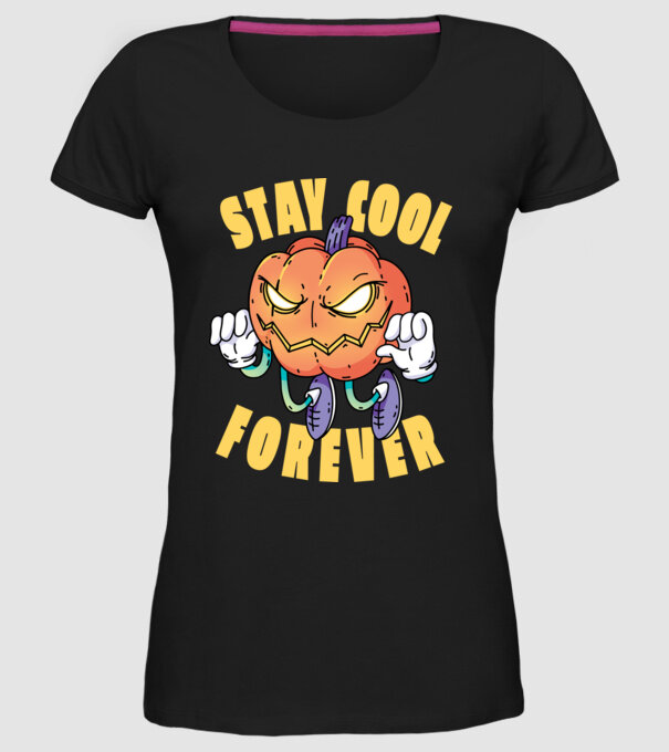 Dovleac de Halloween Stay Cool Forever model negru pe tricou