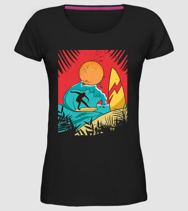 Afiș Surf model negru pe tricou