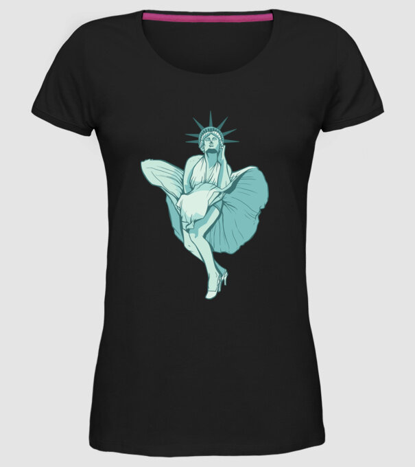 Statuia Libertății rușinos model negru pe tricou