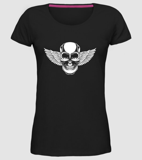 Craniu cu Aripi model negru pe tricou