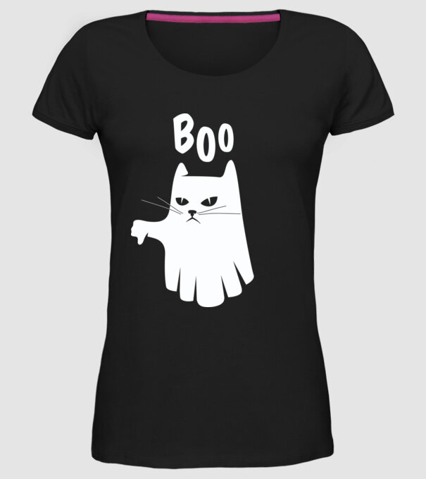 Pisică Fantomă model negru pe tricou